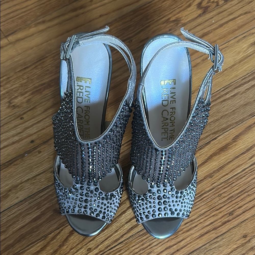 Rhinestones Taupe Color 4 Inches Heels with Elegant Design